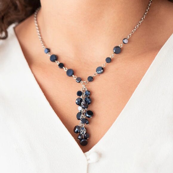 Paparazzi Jewelry Accessories - Cosmic Charisma - Blue Necklace - Vintage - Picture 4 of 6